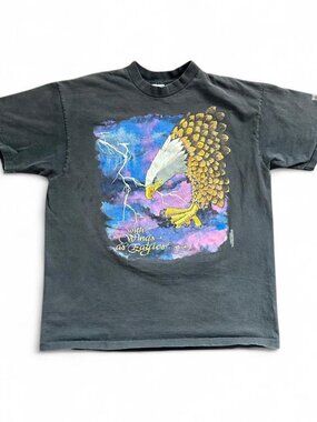 Vintage Living Epistles Eagle Lightning Graphic T Shirt 90s Made in USA Eagle